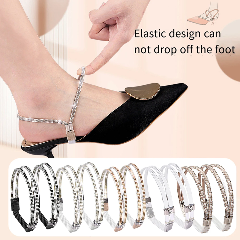 

Elastic Glitter Bundle Strap Fashion Rhinestone Fixed Shoes Strap Women No Tie Shoe Strap For High Heel Detachable Lazy Shoelace