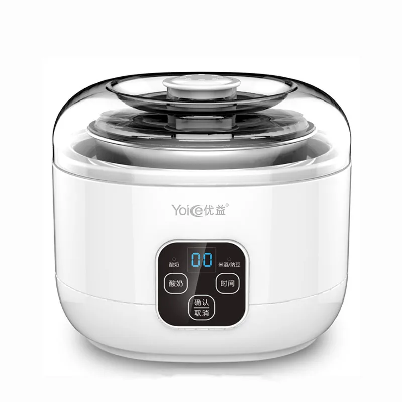 1L Automatic Electric Yogurt Maker Machine 3-in-1 with Stainless Steel Liner for DIY Yogurt Natto Rice Wine Making Home Use 220V