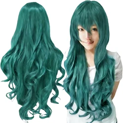 Sky Blue Curly Cosplay Wig for Girls - Perfect for Halloween and Anime Costumes (Green)