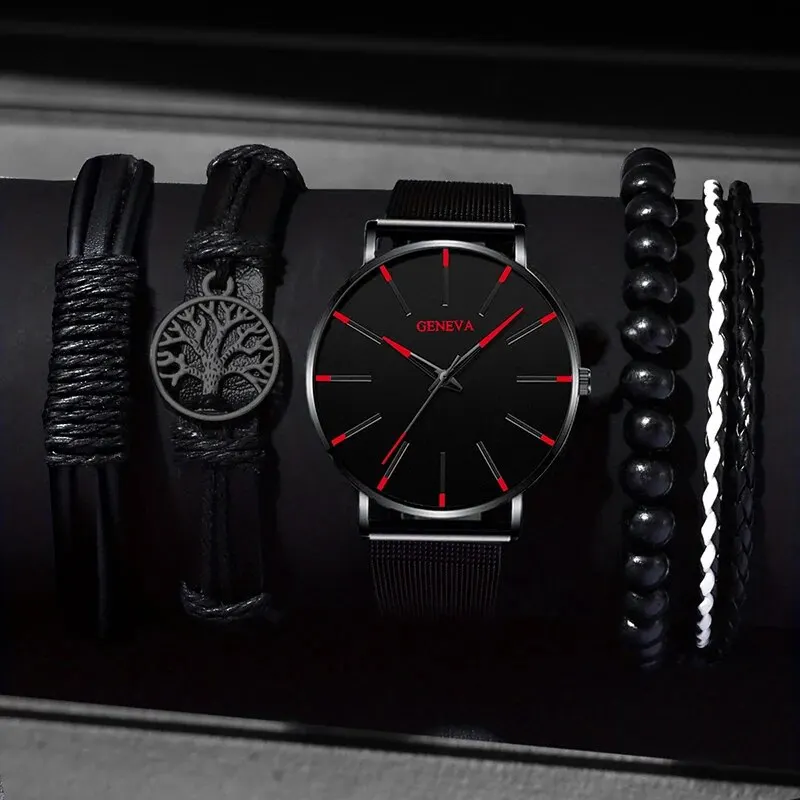 Montre Bracelet Homme DEYROS – Quartz Ultra Fine Acier Inoxydable Maille Milanaise