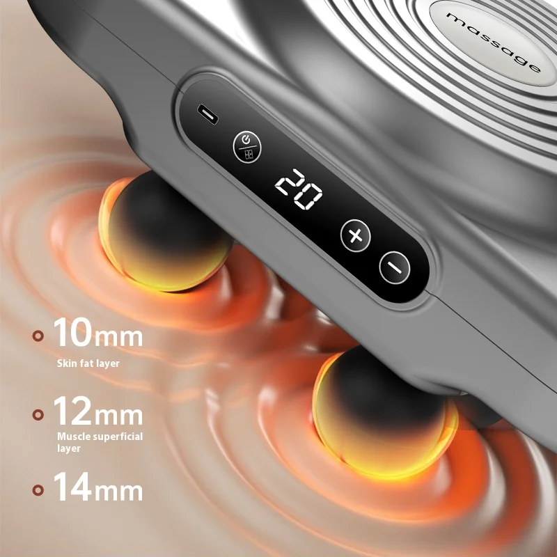 Six-head Fascia Gun 14mm Deep Muscle Electric Massager High-Frequency Vibration Body Waist and Back Shoulder Lumbar Massager