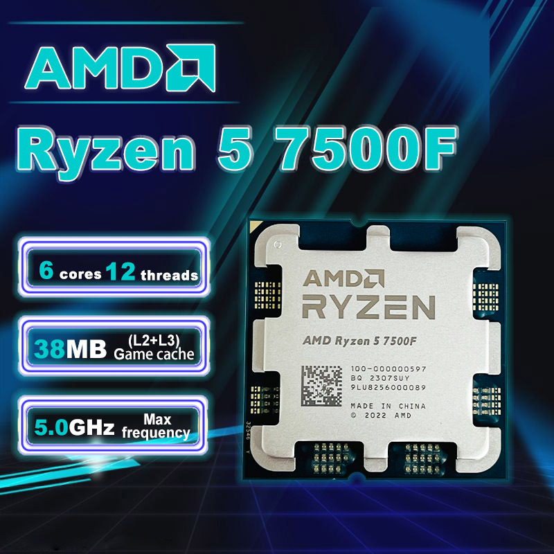 AMD Ryzen 5 7500F R5 7500F 3.7GHz 6-Core 12-Thread CPU 5NM L3=32M 100-000001015 Socket AM5 New But Without Coole