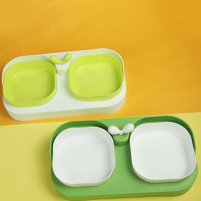 Title 4, Pet Supplies Pet Cat Double Bowl Material Carto...