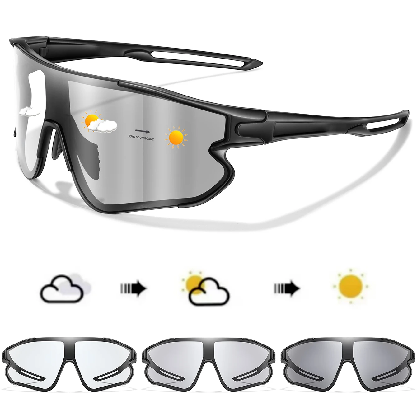 Men Women Photochromic Motorcycle Glasses Outdoor Sports Big Frame Windproof Cycling Running Hiking Goggles 6