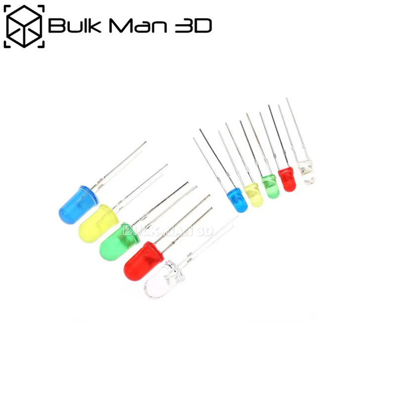 

300PCS 3mm 5mm LED Light White Yellow Red Green Blue Assorted Kit DIY LEDs Set 3V 20mA