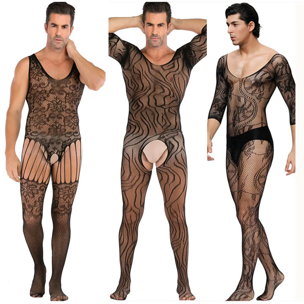 Sexy lingerie hot Appeal teddy bodysuits man netting body stocking porno cosplay fun underwear sexy costumes intimates man hose men bodysuit jumpsuit