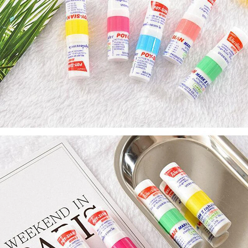 6 pcs Thailand Mint Nasal Inhaler Cure Stuffy Nose Rhinitis Nasal Aspirator Bracing Breezy Asthma Refreshing Aroma Oil Stick nasal inhaler