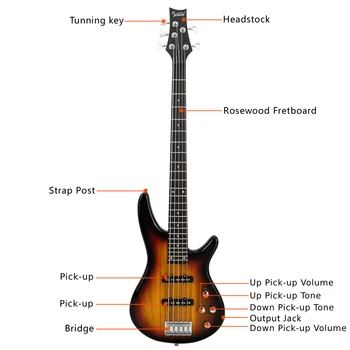 5 String Full Size Electric Bass Guitar SS Pickups and Amp Kit for The Experienced Player Sunset Color 2