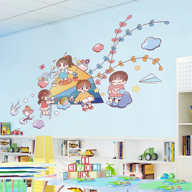 

[SHIJUEHEZI] Мультяшные детские настенные наклейки DIY кайт облака настенные наклейки для детской комнаты детского сада домашнее украшение