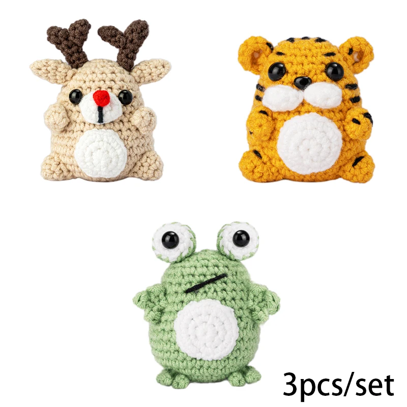 Crochet Animal Kit For Beginners With Video Tutorial Cotton Knitting Yarn  Thread Needles Hook Knit Tool Set Diy Craft Acc - AliExpress