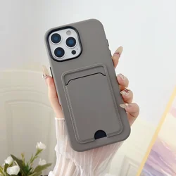 Vibrant Candy Color Wallet Phone Case with Card Holder and Shockproof Protection - iPhone 15 Plus (Titanium Gray)