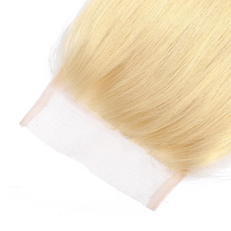 613 Honey Blonde 4x4 Lace Closure Straight Human Hair Pre-Plucked Hairline Brazilian Virgin Hair Transparent Lace Closure