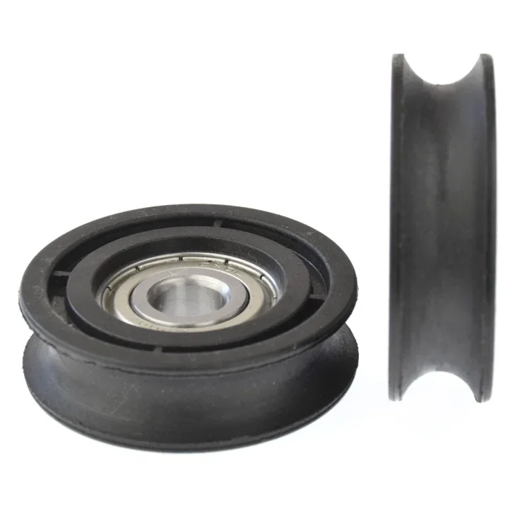 6200zz bearing plastic coated nylon wheel 10x48.5x14mm U-type groove track guide wheel roller pulley 10mm ID 2pcs