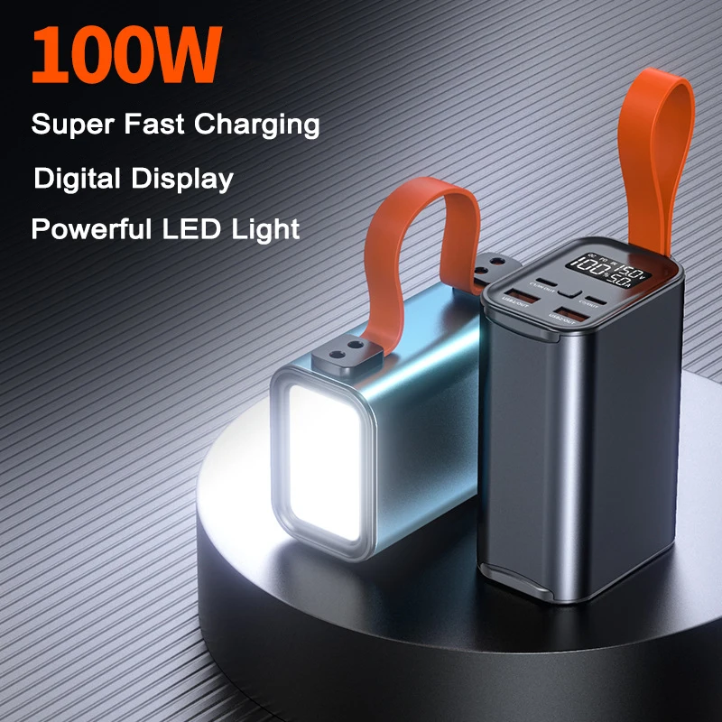 

100W Power Bank 30000mAh Portable External Powerbank 22.5W Type C PD Fast Charge Emergency Power Supply For iPhone Xiaomi Laptop