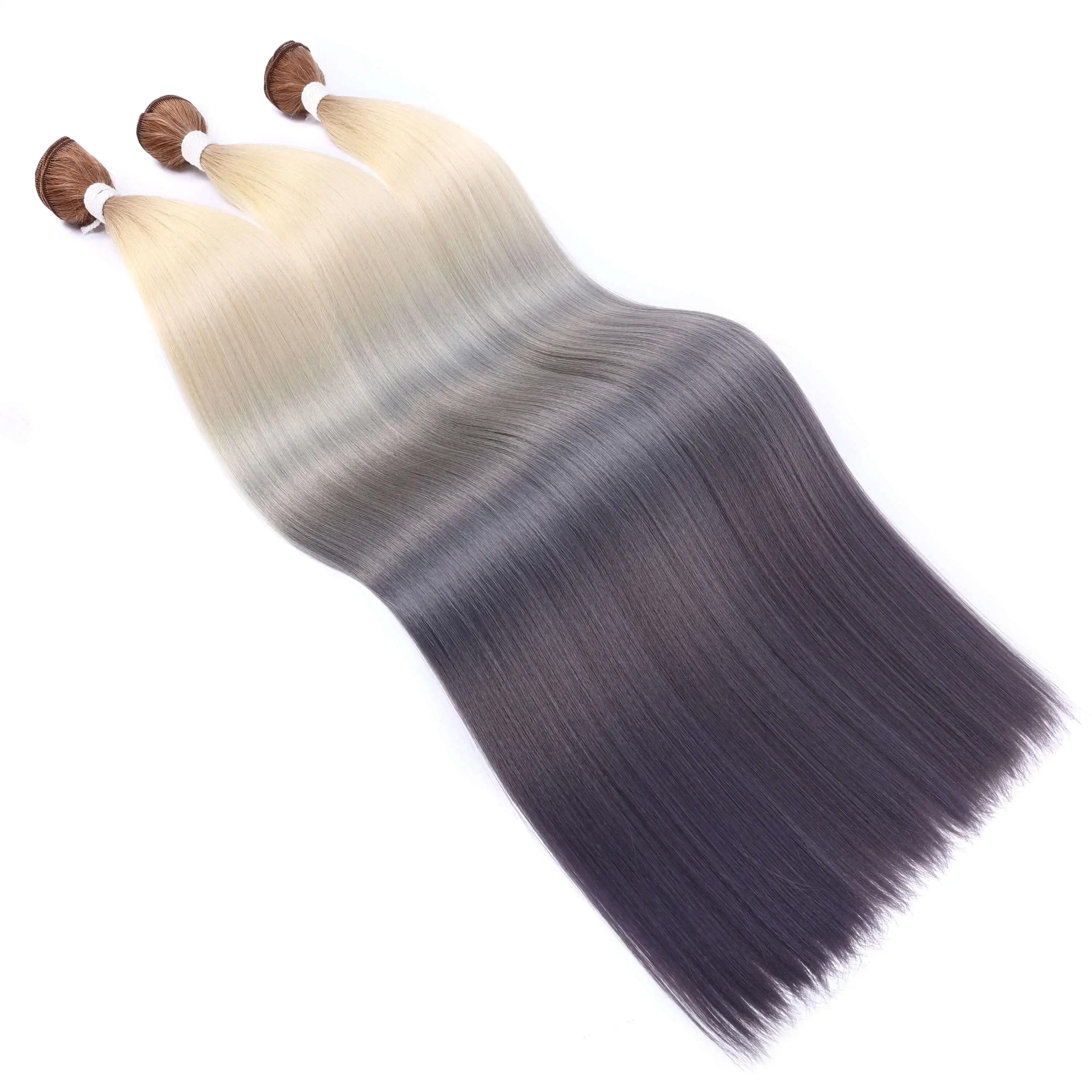 thumbnail image 1 of Paquete de cabello lacio, extensión de cabello sintético súper largo, tejido de cabello lacio Yaki falso, color naranja, de punta a punta YunRong, 1 of 5