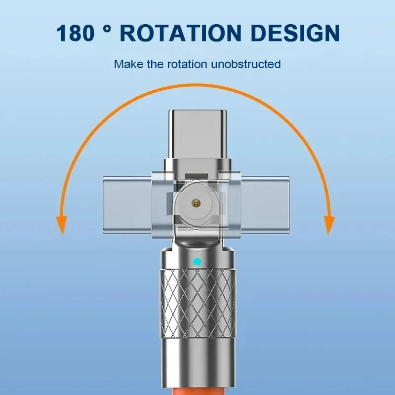 120W 7A Fast Charge USB Type C Cable 180 Degree Rotation Elbow Cable Game Xiaomi Redmi Honor Phone Charger USB C usb type c cable
