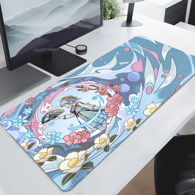 Genshin Impacto Mouse Pad Yae Mikogamer Mousepads Gaming Mousepad Teclado Mat Grande Mouse Pads Grande Computer Desk Mats Anime - Imagem 5
