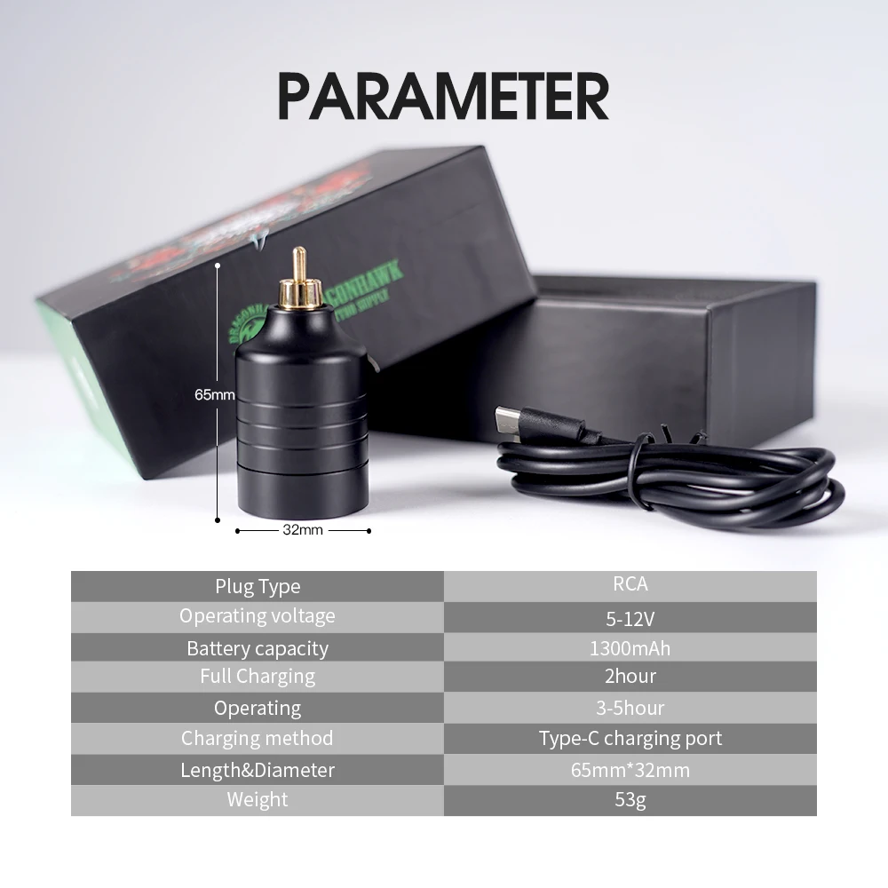 Dragonhawk B3 Wireless Battery Fast Charge RCA Connector Rechargeable LCD Screen Power Supply For Tattoo Rotary Machine Adapter tattoo power supply tattoo battery pack tattoo cord connector