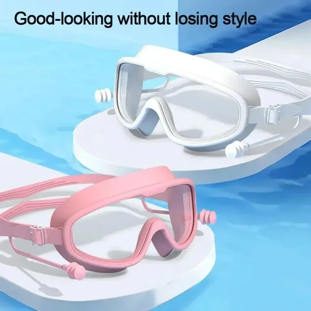 Swimming Goggles Silicone Swim Glasses Big Frame with Earplugs Men Women Professional HD Anti-fog Eyewear Swimming Accessories 2