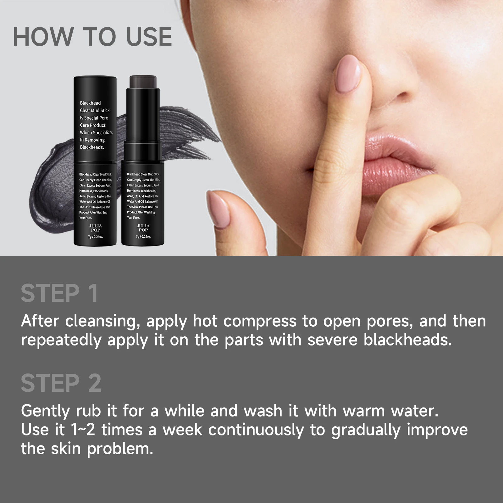 Explosive Charcoal Removal Blackhead Stick, Whitehead Grease Scrub Stick Gently Cleanses, Deeply Cleanses Hydrates Shrinks Pores 4
