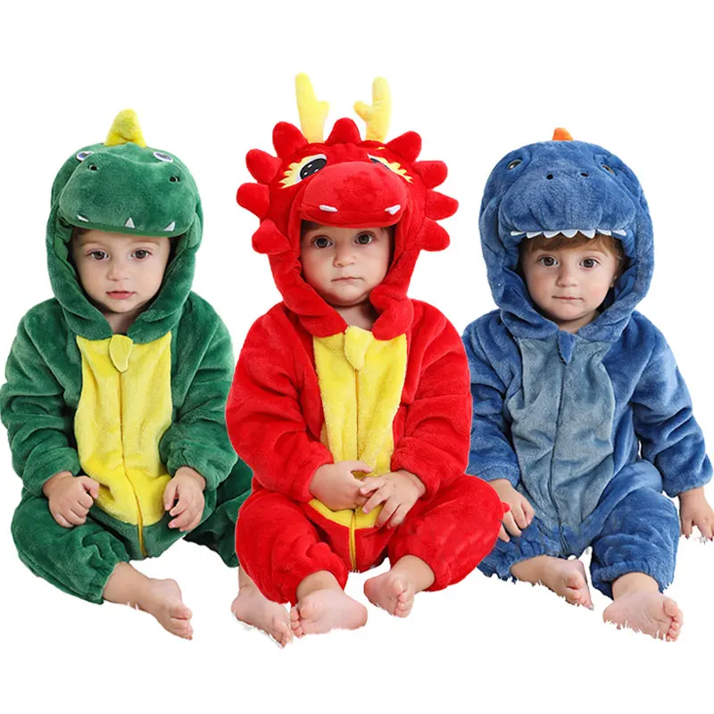Toddler Cosplay Clothes Newborn Baby Romper Kigurumi Boy Girls Pajamas Animal Cartoon Romper Hooded Pyjamas Lion Monkey Costumes
