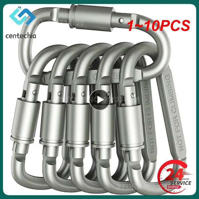 

1~10PCS Camping Climbing Equipment Aluminum alloy Survival D-ring Locking Carabiner Clip Set Screw Lock Hanging Hook Buckle