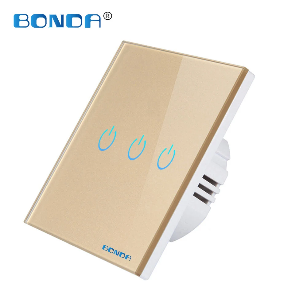 Light Touch Switch Sensor EU Standard Tempered Crystal Glass Panel 4 Color Power 1/2/3 Gang 1 Way 220V Wall Lamp Switches On Off smart wall switch Wall Switches