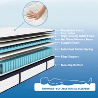 Queen Size Mattress Gel Memory Foam Hybrid Mattress , Pressure Relief, Medium Firm Comfort, Motion Isolation, Mattress in a box 6