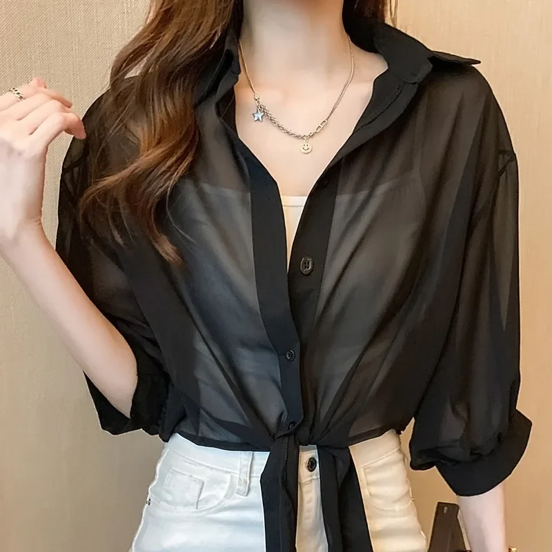 여성용 크롭 자외선 차단 의류, 가디건 재킷, 쉬폰 경량 아우터, 탱크 원피스, 여름 패션, 2023 신상
