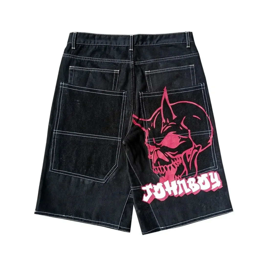 

Women Harajuku Fashion Retro Loose Knee Length Pants Summer Leisure Y2k Hip Hop Denim Shorts Punk Rock Fitness Shorts Jeans