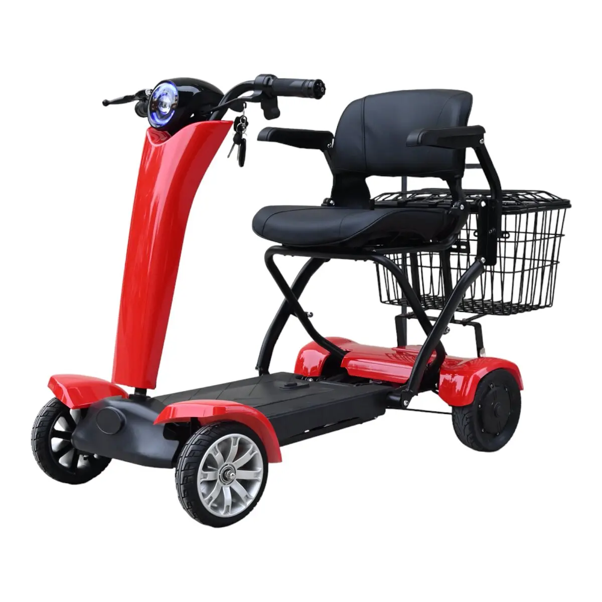 Scooter Elettrico A Doppio Motore Da 500W Per Anziani Scooter Per Mobilità A 4 Ruote Pieghevole Automatico Portatile E Scooter Con Ampio Bracciolo