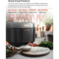 Rice Cooker Maker 8 Cup Uncooked 8 Preset Programs, Smart Fuzzy Logic, LED HD Display, Auto Keep Warm, Quick Cook, Black 2