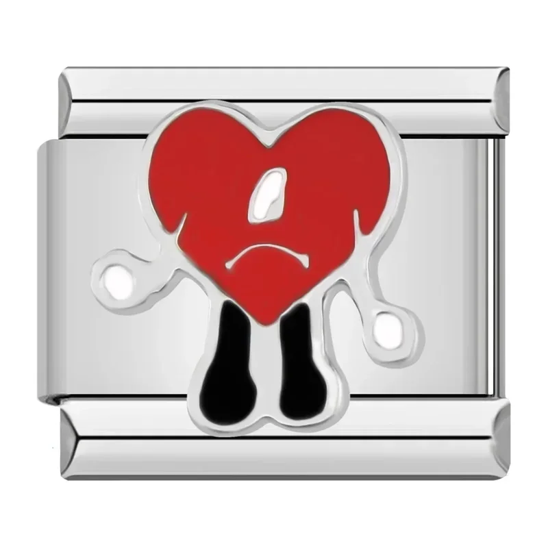 Elegant Red Glaze Floral Heart Charm for Bracelet Jewelry Making