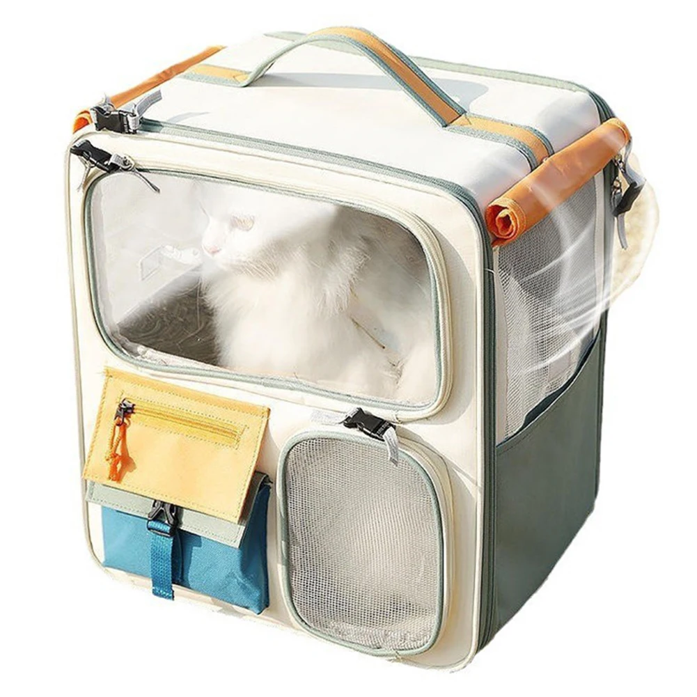 Breathable Dog & Cat Travel Carrier Backpack – Ventilated Mesh Pet Bag with Transparent Window