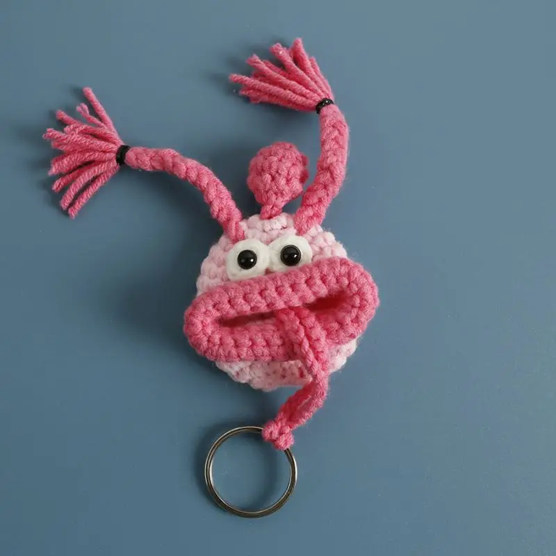 Cute Sausage Mouth Doll Crochet Keychain For Car Keys Accessories