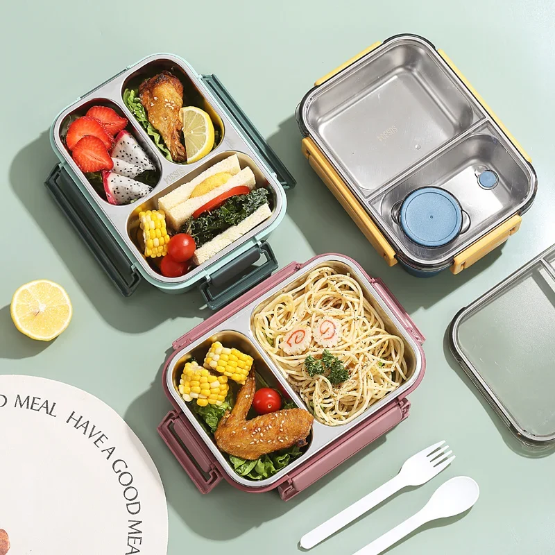 Stainless Steel Portable Divided Lunch Box for Adults Kids