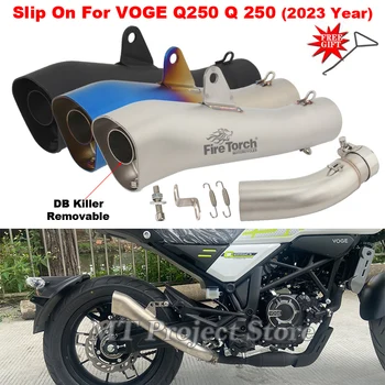 Slip-On For VOGE Q250 Q 250 2023 Motorcycle Exhaust System Modify 51MM DB Killer Muffler Bike Escape Moto Tube Middle Link Pipe