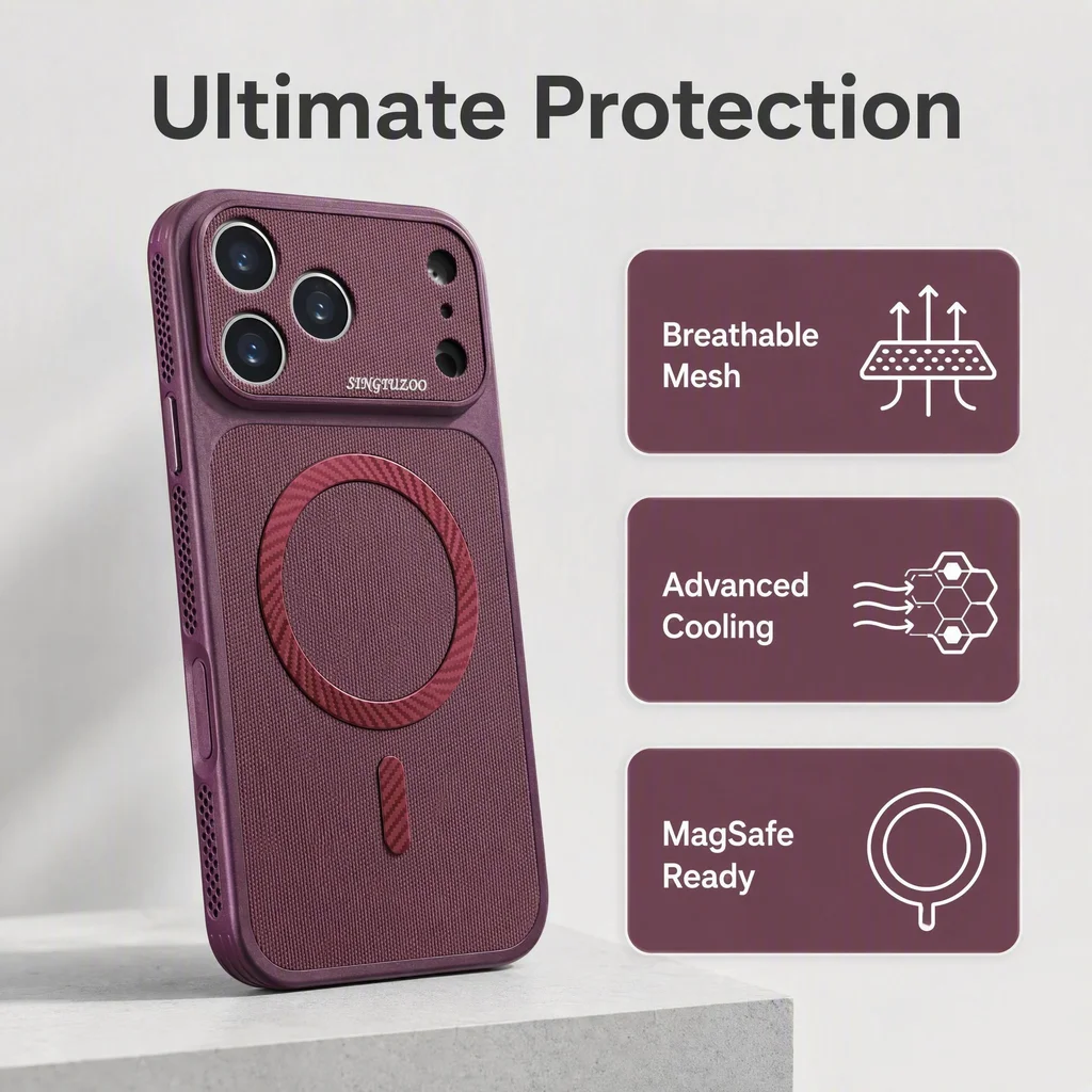 Premium Honeycomb Cooling Phone Case with Skin Feel and Shockproof Protection