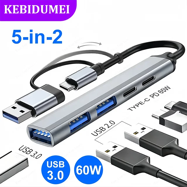 5-IN-2 USB C HUB Type C to USB