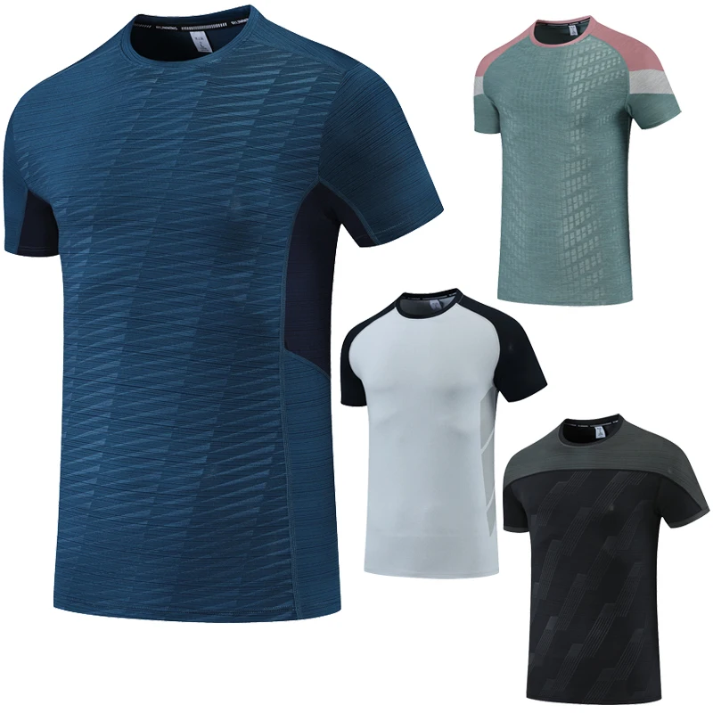 Moda masculina esportes mangas curtas musculação fitness treino verão camisas legal secagem rápida respirável impressão t