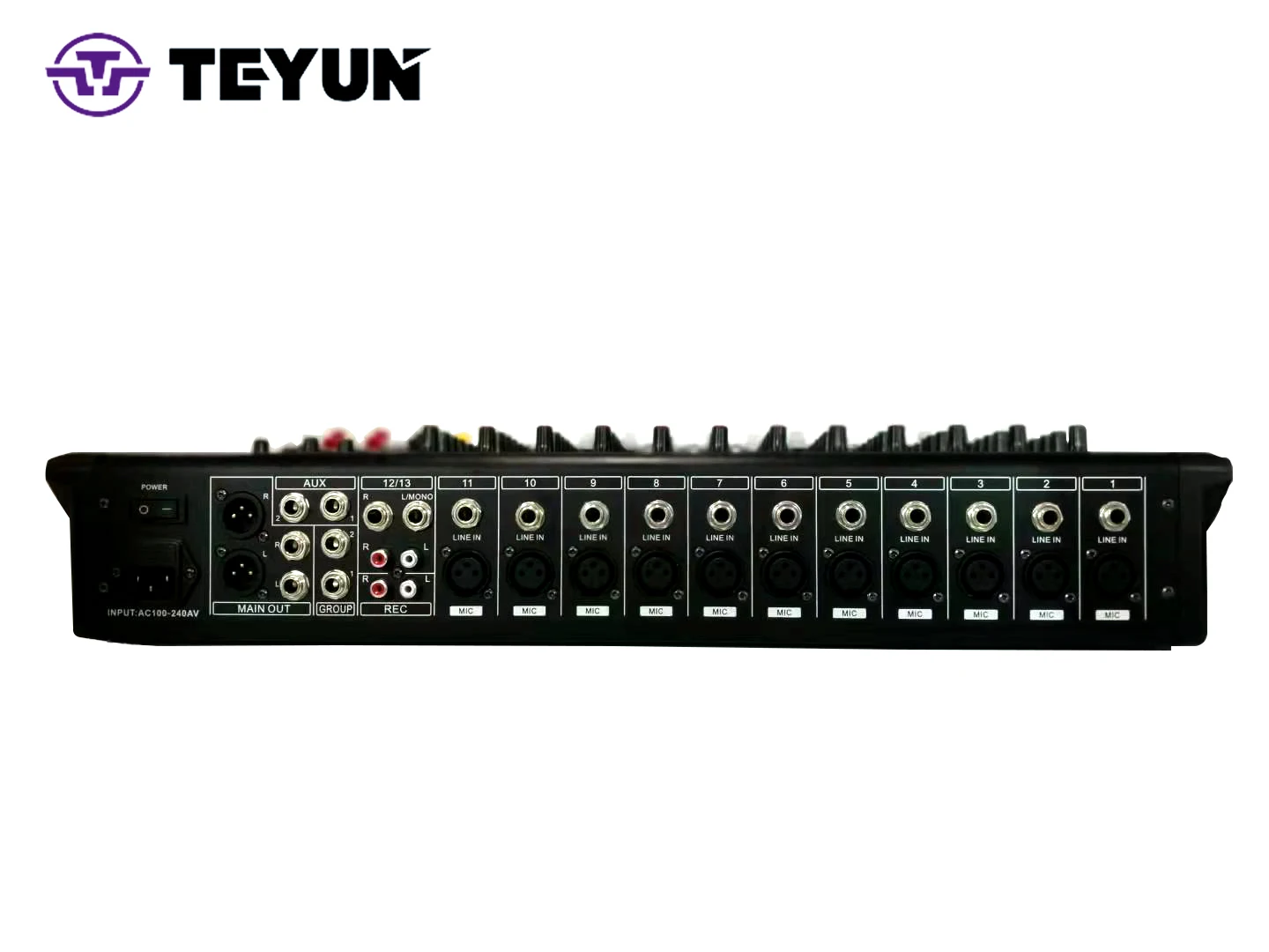 TEYUN E12 12 채널 디지털 믹서 사운드 카드 오디오 인터페이스 새로운 전문 APP 도매 다중 사운드 효과, 비디오 재생