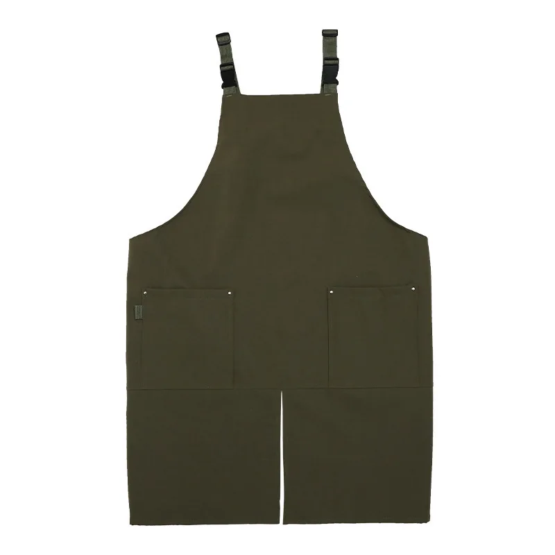 Split Waterproof Polyester Apron for Coffee Cafe Kitchen, Custom Logo Canvas Waist Bib Restaurant Work Uniform 2025 New