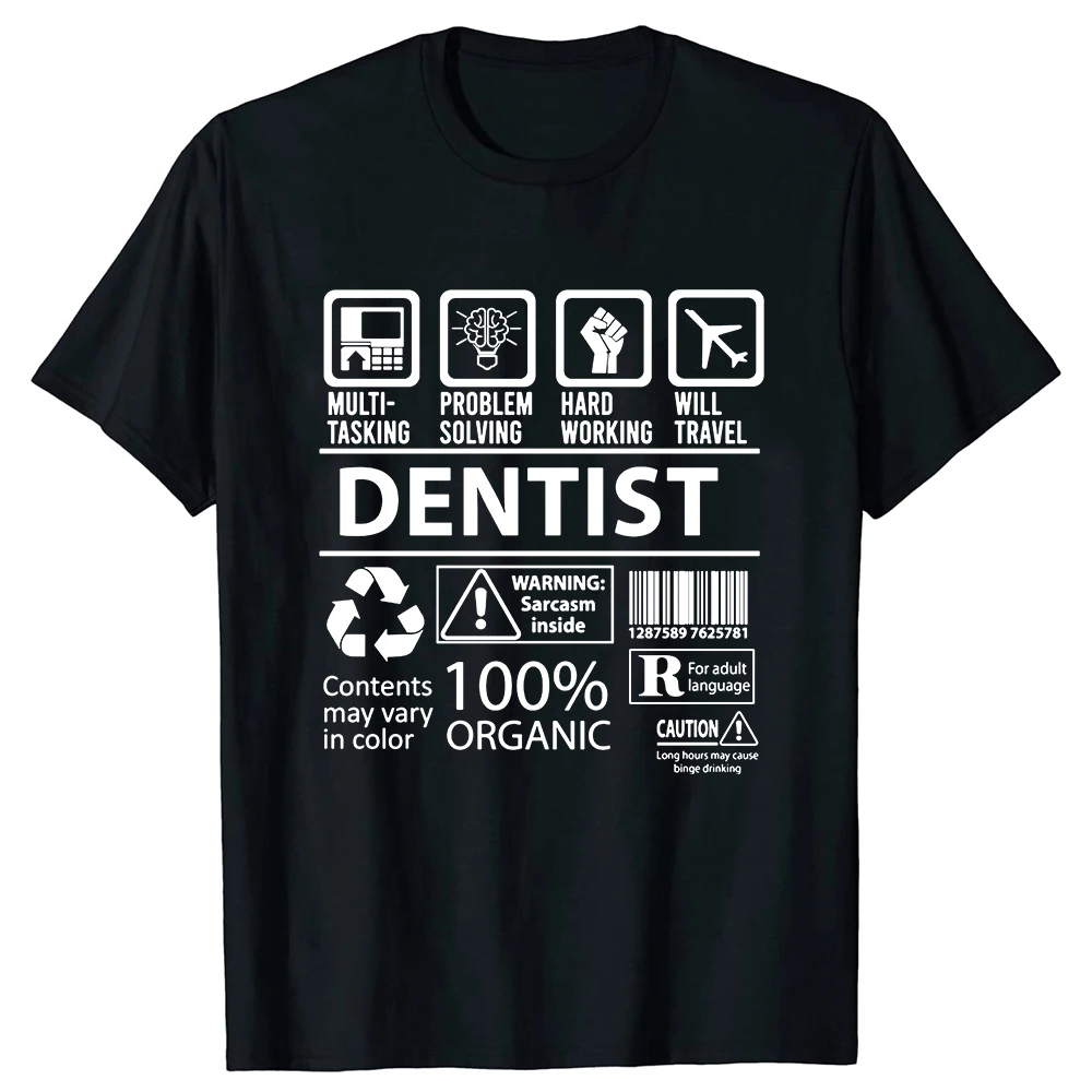 Lustiges Zahnarzt-Definition Unisex Reines Baumwoll-Streetwear T-Shirt Humor-T-Shirt Locker Sitzende Kleidung für Männer und Frauen Kurzarm