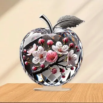 Mela di cristallo Fiore di ciliegio Fiore di rosa Forma di pera Ornamento da tavolo Decorazione per libreria per la casa in acrilico Decorazione con motivo creativo 1