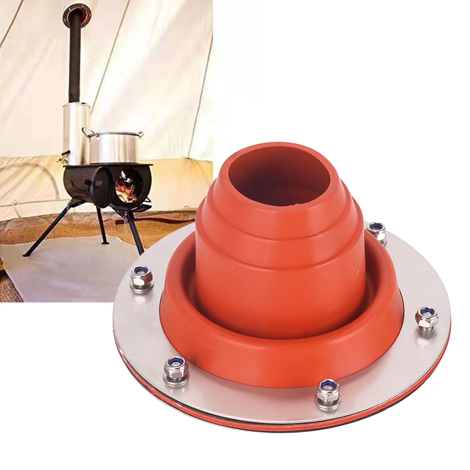 Stove Jack Silicone Heat Resistant Tent Flue Flashing Roof Jack Pipe Boot Flexible for Garages Sheds Boats