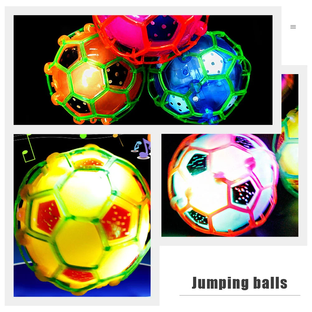 어린이용 빛나는 축구 장난감, 플래시 탄력 어린이 발광 전기 축구, 미니 탄성 점프 플라스틱 음악 조명, 2 개