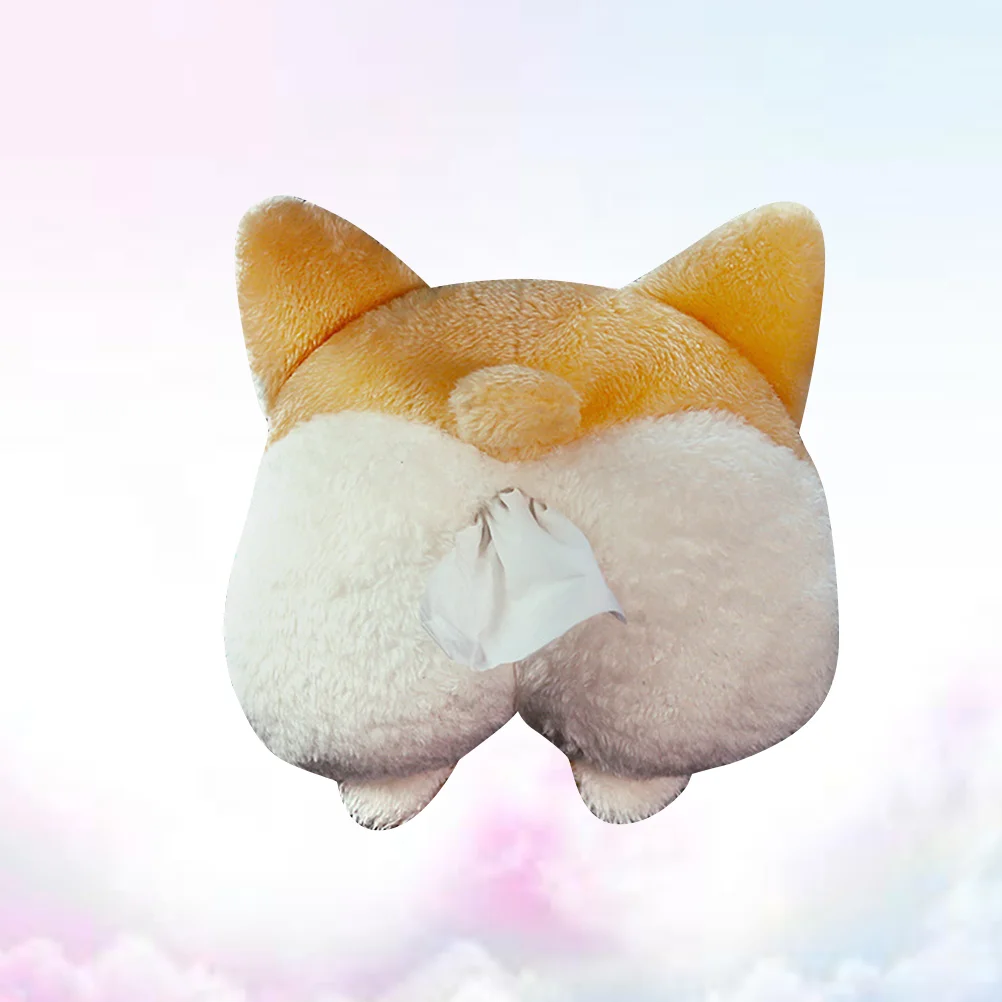 

Dual Used Creative Dog Butt Shaped Tissue Box Cover Adorable Paper Napkin Hangable Container for Home Car - Corgi