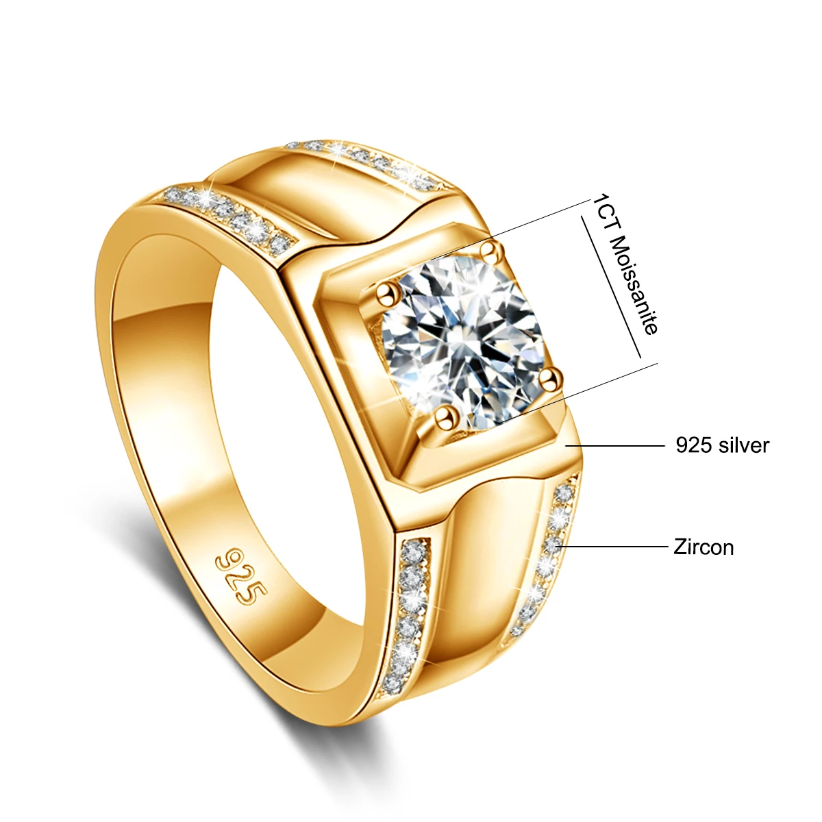 Trends 2025 Luxury Moissanite Ring Men Hip Hop Wedding Band Original 925 Sterling Silver Pass Diamond Test With Certificate Gift moissanite ring