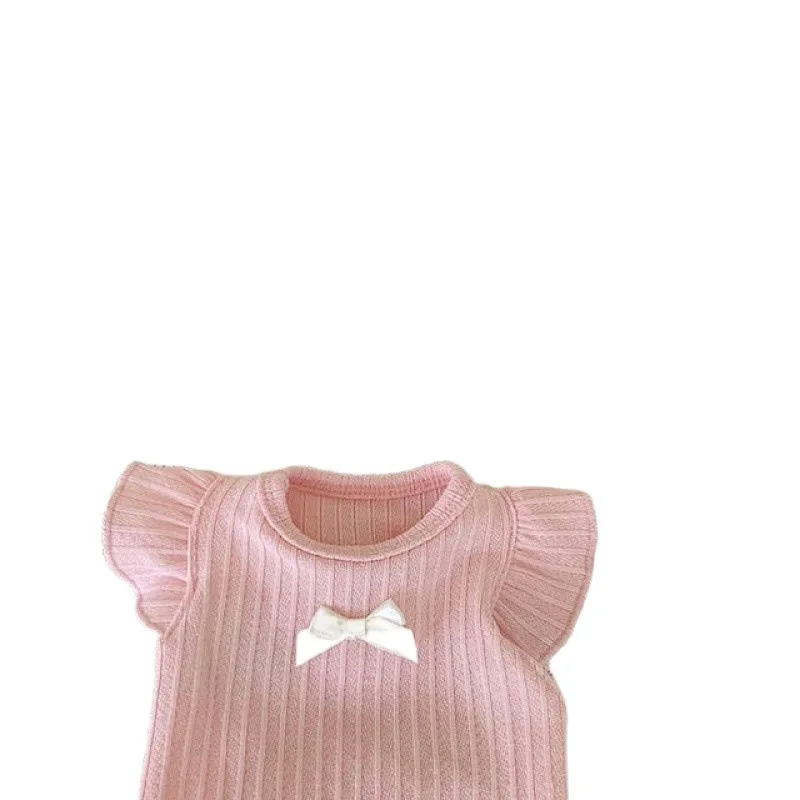 Dog Clothes Dog Vest Cute Bow Teddy Puppy Pullover Summer Breathable Two-Legged Solid Color