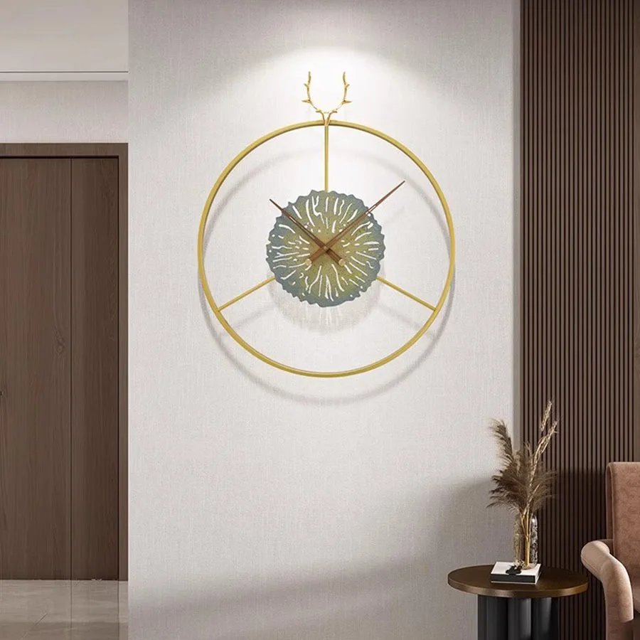 

Art Living Room Wall Clock Decoration Quartz Unique Round Elegant Home Wall Clock Pieces Hand Gold Modern Nordic Saat Wall Decor